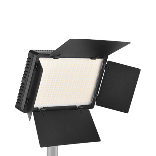 LED-600 Panneau lumineux professionnel à DEL pour photographie 600 perles lumineuses réglables Bicolore Température 3200-5600 K Luminosité variable avec porte de grange Trou de vis 6,35 mm Boule de