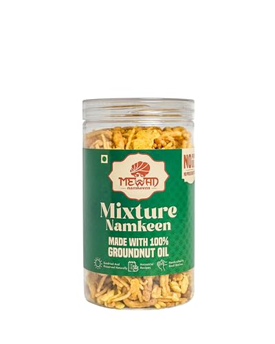 Image of Mewad Poha Sev, Mewadi Namkeen & Mixture Spicy Combo | Traditional Indian Namkeen Assorted Snack Pack | Made with 100% Groundnut Oil | No Palm Oil | 750g Pack of 3