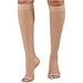 Compression Socks for Women and Men 20-30 mmHg Knee High - Women and Mens Compression Stockings with Open Toe for Airplane Travel Circulation - Beige, Large - AB211