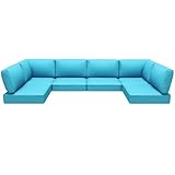Suvivityse Outdoor Replacement Cushions for Patio Furniture,Water-Resistant Sofa Cushions for Rattan Wicker Sectional Patio Conversation Sets,14-Piece Outdoor Couch Cushion,Lake Blue