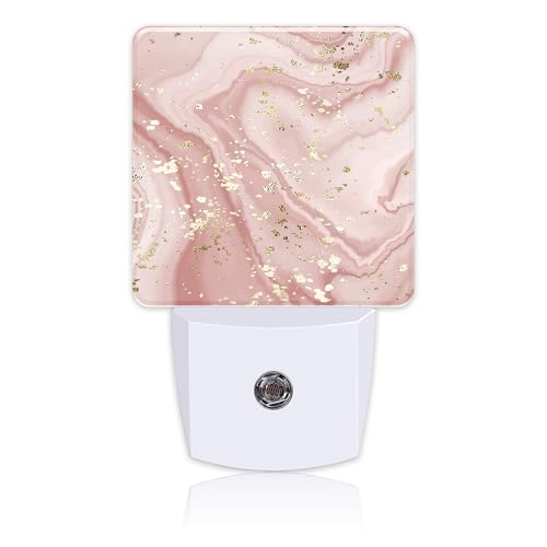 Image of Plug in Night Lights Gold Splatter Texture Liquid Marble Nightlight Plug Into Wall Dusk to Dawn Sensor LED Night Light for Kid Girls Boys Room Decor,Hallway,Kitchen,Bathroom,Nursery,Stairs
