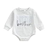 CHAUKAREAUL Sibling Matching Outfits Big Brother/Sister Pullover Long Sleeve Sweatshirt Little Brother/Sister Romper (Blue Lil Bro, 3-6 Months)