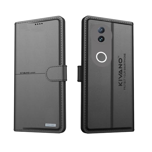 Image of Compatible for Vivo T4R 5G / iQOO Z10R 5G / Vivo V50e 5G / Vivo V50 5G Flip Cover | Leather Finish | Inside Pockets & Inbuilt Stand | Shockproof Wallet Style Magnetic Closure Back Cover Case