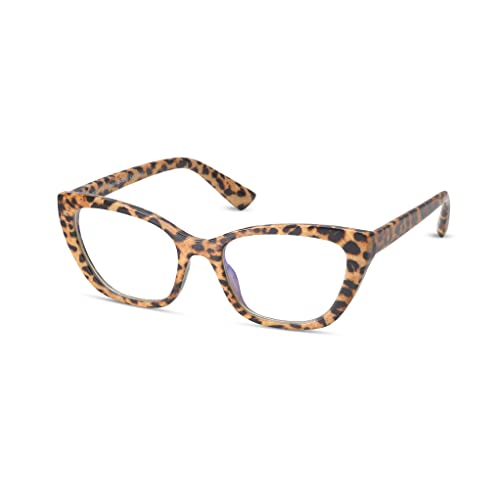 Image of Twelve - Billie - Blue Light Blocking Glasses - UV & Bluelight Filtering - Anti-Glare - For Computer and Gaming - Reduce Digital Eye Strain - Non-Prescription - Trendy Cat-Eye Frame - Leopard