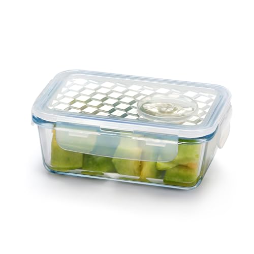 NUTRIUPS 0.45L Frischhaltedose Glas, Lebensmittelbehälter Glas Luftdicht, Glasbehälter mit Deckel, Glasschüssel mit Deckel Mikrowellen & Backofensicher (NICHT DIE DECKEL) - Rechteckig