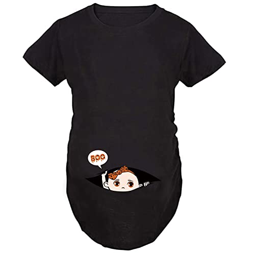 Imaczi Q.Kim Camiseta de Maternidad Halloween Ropa Premamá Calabaza Estampado