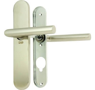 Vachette Linox 493 Door Handle Set on Large Plate, Angled Handle, Cane Spout for Kitchen or Living Room Doors