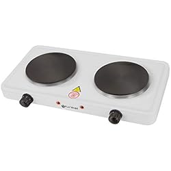 Lavaplatos Electrico Portatil Grunkel - Hornillo eléctrico con 2 placas de 15,5 cm - EHP-215 - Cocina Eléctrica portátil ideal para Caravanas, Camping o Cocinas Pequeñas. Apta para todas las sartenes –1000W + 1000W– Acero Inox