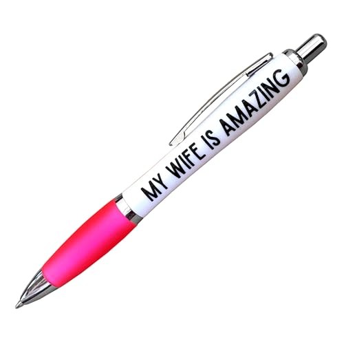 Templatables Fun & Rude Novelty Pens - Funny Gifts for Men, Women, Friends, Husbands, Wives and Family (My Wife Is Amazing, Pink)