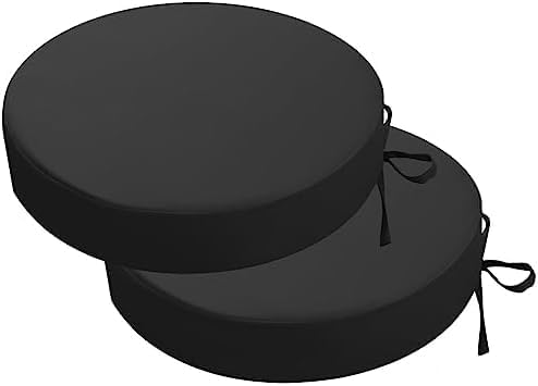 D12 Chair Round Cushions (Set of 2) Waterproof Cushions for Outdoor Furniture, Round Seat Chair, Pads with Ties for Patio, Garden, Dining Chairs(pcs-2_ Black)(Thinckness 5 cm) D12 Chair Round Cushions (Set of 2) Waterproof Cushions for Outdoor Furniture, Round Seat Chair, Pads with Ties for Patio, Garden, Dining Chairs(pcs-2_ Black)(Thinckness 5 cm)