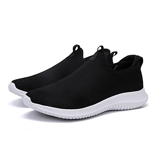 TOPSSCTR Herren Wanderschuhe Atmungsaktiv Mesh Leichte Sportschuhe Komfort Slip On Gym Turnschuhe Schwarz&Weiß Größe 40 Cover