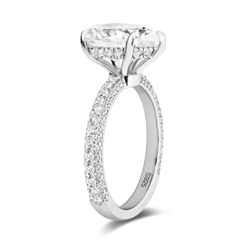 Bo.Dream 2ct/3ct Pear Shaped Cubic Zirconia CZ Engagement Rings Platinum Plated Sterling Silver2