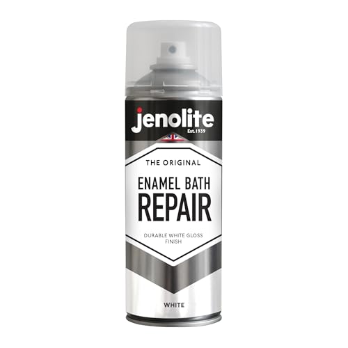 JENOLITE Enamel Bath Repair Aerosol | WHITE GLOSS | 400ml | Super Hardwearing & Durable Finish | Paint & Repair Scratche On Baths, Shower Trays, Sinks, Kitchen Appliances