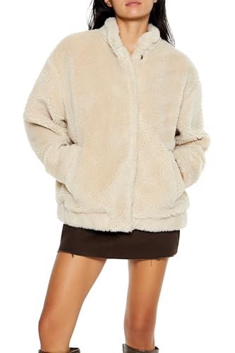 Forever 21 Women's Faux Shearling Bomber Jacket