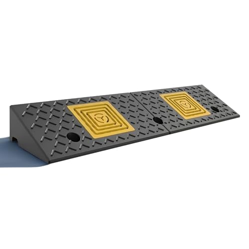 Rampas para bordillos de entrada de garaje, resistentes, de caucho-plástico, adecuadas para automóviles, sillas de ruedas y motocicletas (9 cm / 3,5 pulgadas) miniatura 1