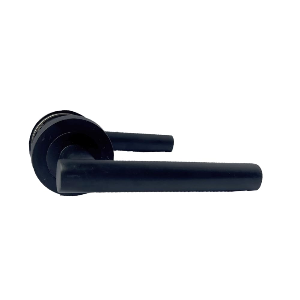 Epsom Door Handle Matt Black Door Handles On Rose – 123Mm Modern Lever With 52Mm Round Rose | Contemporary Interior Handles | Packs & Complete Sets (1 X Pair Of Handles)