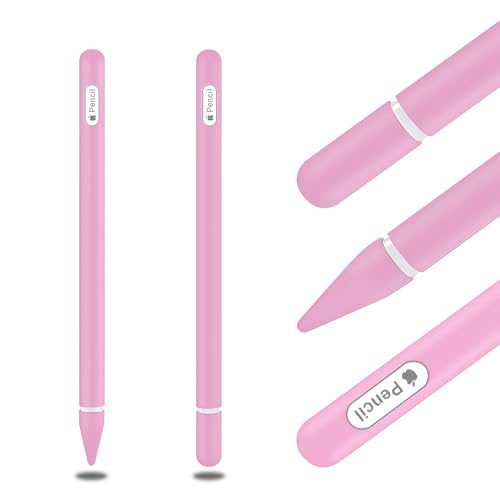 Image of Silicone Case for Apple Pencil Pro & Apple Pencil 2nd Generation, Light Pen Skin Cover Sleeve Accessories Soft Protective iPad Pencil Grip Holder with 2 Nib Covers, Pink
