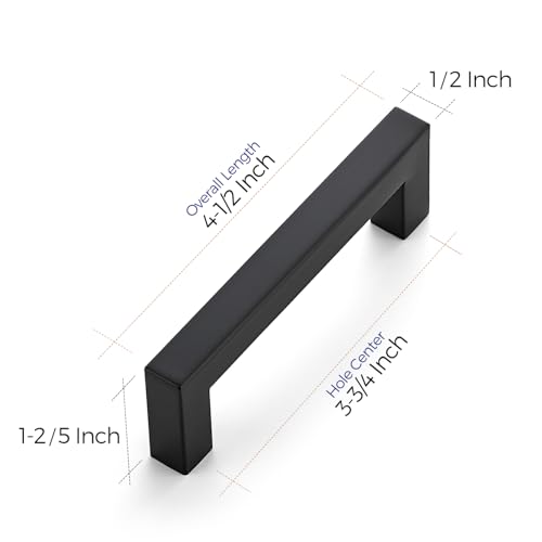 Image of Ravinte Matte Black Cabinet Handles Drawer Pulls, 3-3 /4 Inch, 15 Pack | Square Bar Grip, Smooth Drawer Pull Feel, Kitchen Cabinet Update, For Cupboards, Drawers, Dressers, Hardware Projects