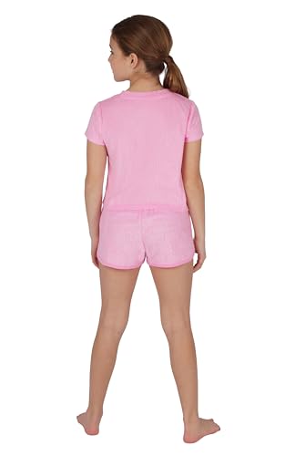 90 Degree By Reflex Girls 2 Piece Set Towel Terry Sunnywear Cropped Short Sleeve Shirt + Towel Terry Dolphin Short - Delicate Daisy Bonbon - Medium3