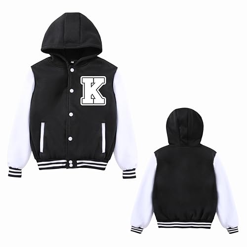 Kids Varsity Jacket Hoodies Boys Letter Print Baseball Jacket Sports Outerwear for Girls School Uniform