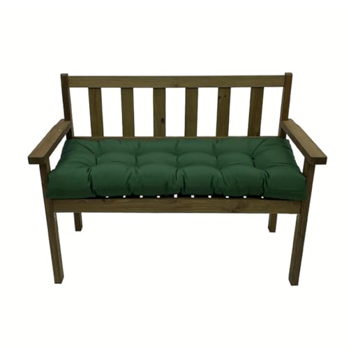 Cojín impermeable para banco de jardín, 130 x 50 cm, 10 cm de grosor, cojín para muebles de interior/exterior, cojines para columpios de 2/3 plazas, color verde oscuro