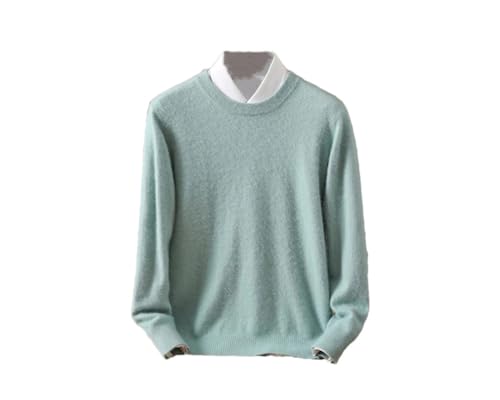 Hamthuit Autumn/Winter Men's Cashmere Casual Round Neck Sweater Solid Color Pullover Warm Jumper Sweater
