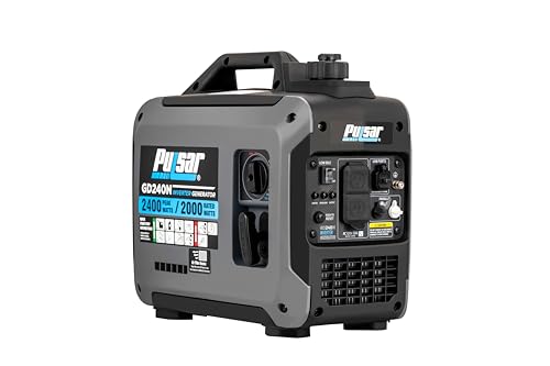 Pulsar 2,400W Portable Gas-Powered Quiet Inverter Generator With USB Outlet & Parallel Capability...