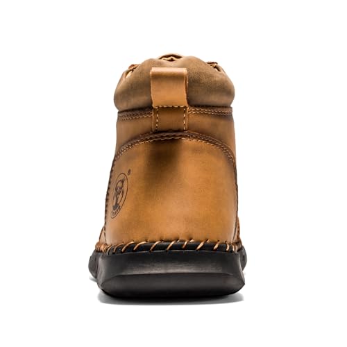 FLYLAND Men's Casual Leather Fashion Sneakers Ankle Chukka Boots Handmade Lightweight Loafers Mid-top Dress Boots Walking Driving Shoes4