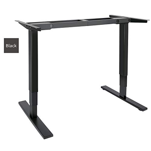 DCHOUSE Mesa de pie eléctrica de Motor Dual de Altura Ajustable 2 Patas Marco Negro 4 Botones de Memoria Control Pad Base de estación de Trabajo DIY