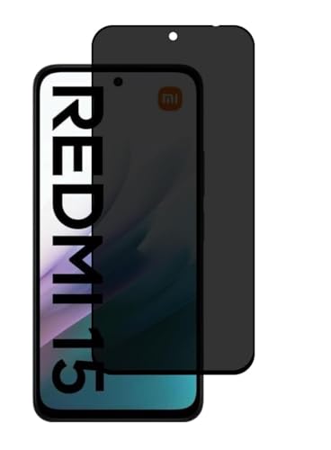 Image of ZARALA Privacy Screen Protector for For Redmi 15 Fingerprint is Not Working Anti-Spy Tempered Glass Film, 9H Hardness, Anti Bubble-Free, Anti-Spy Screen Protector