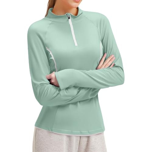 Generisch Maillot de yoga de manga larga y elástico para mujer, perfecto para fitness y yoga, sexy, verde, M