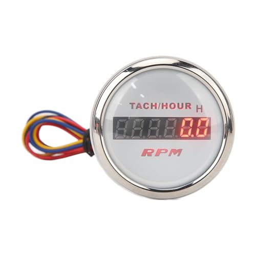 2 Digital Tachometeraccurate Digital Display Rv Yacht Fishing Boat Tachometer Dc 9 to 32v Clear Visual Readoutgreat for Land and Water Access (White Dial Silver Bezel)