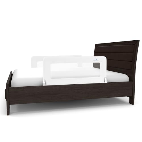 ComfyBumpy Toddler Bed Rail Guard | Bed Rails for Kids, Twin, Full, Queen & King Size Bed - Adjustable Bed Rail for Toddlers - Swing Down Baby Bed Side Rail - White, Regular (35.5" x 19.5"), Pack of 2