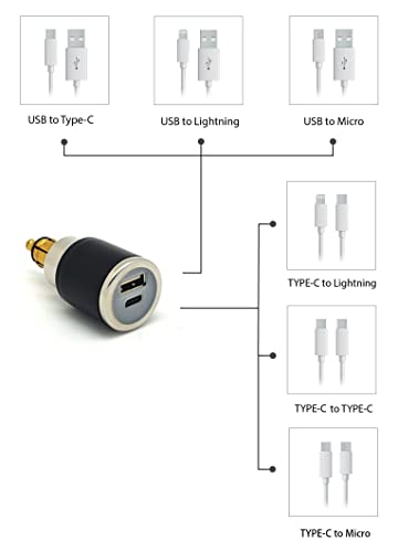 Image of Cliff Top 28W Hella /DIN Powerlet Motorcycle Charger, USB-C & USB-A, 12V /24V | 28W Type-C PD, 2A USB-A port, waterproof Hella DIN /Powerlet plug, 12V-24V fit, compatible with BMW Ducati Triumph, phone /GPS