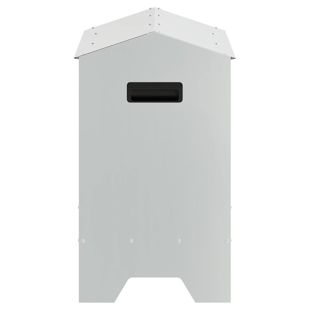 Rynna do karmy dla kur, ocynkowana stal, 81 x 32 x 53,5 cm, srebrny, dozownik karmy o pojemności 15 kg, odporny na warunki atmosferyczne, do użytku wewnątrz i na zewnątrz, łatwe czyszczenie