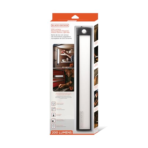 BLACK+DECKER Rechargeable Motion Sensor Light Bar, 200 Lumens Magnetic LED Closet Lights, Wireless Under Cabinet Lighting for Garage, Hallway, Closet & Basement, (1) - image 1