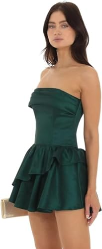 Women's Strapless Short Prom Dress Tiered Homecoming Dress Bodycon Cocktail Party Dress4