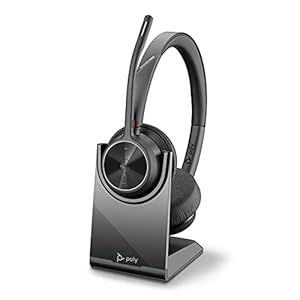 Poly – schnurloses Voyager 4320 UC-Headset mit Ladestation (Plantronics) – Kopfhörer mit Mikrofonarm – USB-A-Bluetooth…