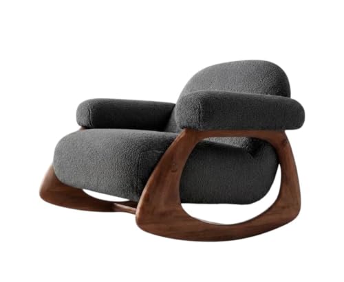 Image of CRAFTCITY Solid Sheesham Wood Relaxing Chair with Ottoman (Dark Grey 2)