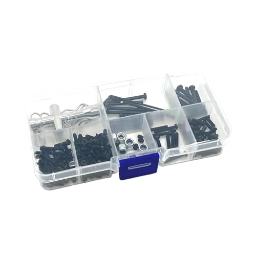 Zanthicia Kits de tornillos para coches RC a escala 1/14. Los accesorios de repuesto incluyen 183 piezas metal. Llave cruzada para entusiastas y aficionados. Kits tornillos para reparación orugas