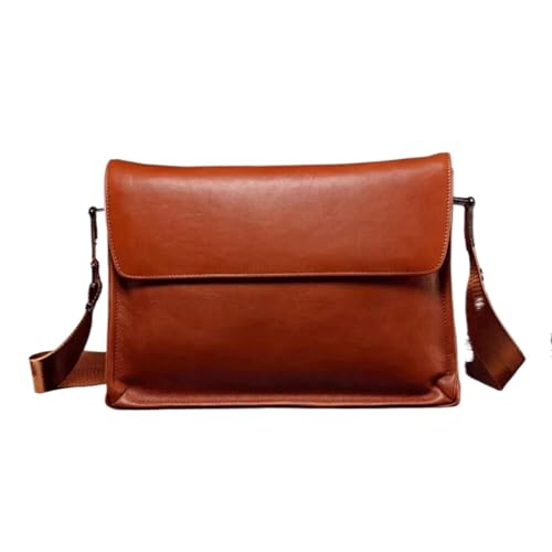 Mens Shoulder Bags Genuine Leather Messenger Bags Briefcases Casual Daypacks Crossbody Bags Waist Packs Purses(Yellow)