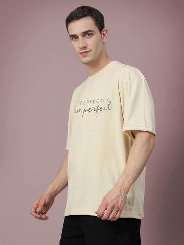 Image of CHKOKKO Mens Stylish Oversized T Shirt for Daily and Casual Wear Printed Design with Drop Shoulder and Half Sleeves