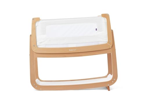SnuzPod 4 Rocking Baby Bassinet Bedside Sleeper - Lightweight, Portable Bedside Bassinet, Lift Off Crib, Zip Down Wall, 3D Breathable Mattress, 6 Height Settings and Comfort Incline Mode, Natural