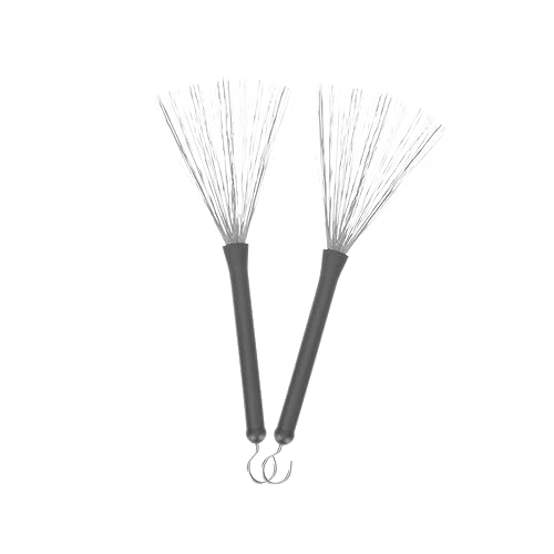 NULYLU Drum Brushes 2pcs Jazz Drum Brushes Flap Wire Brush Drum Stick for Practice Long Handle for Articulati