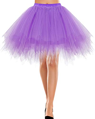Bbonlinedress Jupe Tulle Femme Courte Carnaval Ballet Tutu Danse Classique Fille Années 50s pour Déguisement Fête Soirée Cosplay Couleurs Variées Lavender L