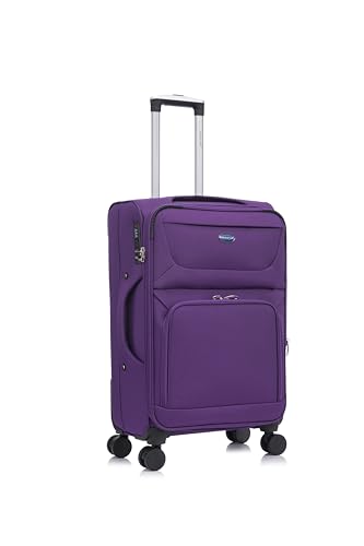 Aerostar Medium 26” Lightweight Softshell Expandable Suitcase, Integrated Combination Lock, 4 Wheels Check in Luggage for 15 to 20kg (Purple Haze, 78 litres)