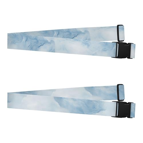 2 Pack Luggage Straps Blue Marble Texture Fashion Heavy Duty Adjustable Travel Bag Belts for Travel Necessary Accessories fajas para maletas