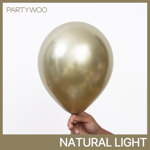 Image of PartyWoo Metallic Gold Balloons 50pcs Chrome Gold Color 12 Inch | Balloons for Birthday Graduation Baby Shower Anniversary Wedding Bachelorette Christmas New Year Party Decorations Gold-G128