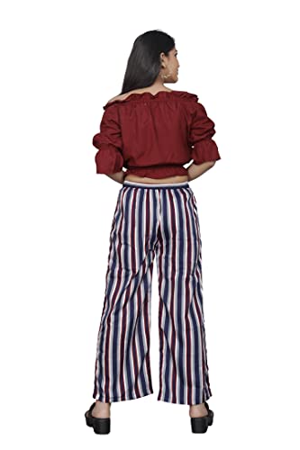 Image of Girls Printed Floral Designer Top & Palazzo Set | Stylish Crop Top and Trouser for Kids girls | 2-Piece Outfit for Girls Age 4-16 Years
