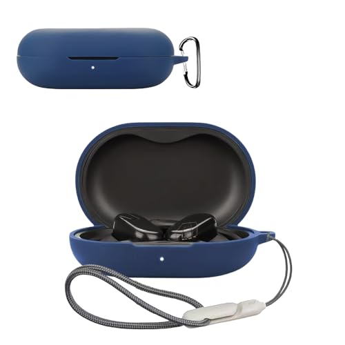 For SOUNDPEATS Breezy ケース 柔らかなシリカゲルのスポーツクールなデザイン 衝撃吸収 防水 防塵 軽量 紛失防止用のフックを搭載した スリムソフト ケースカバー SOUNDPEATS Breezy カバー(ブルー)